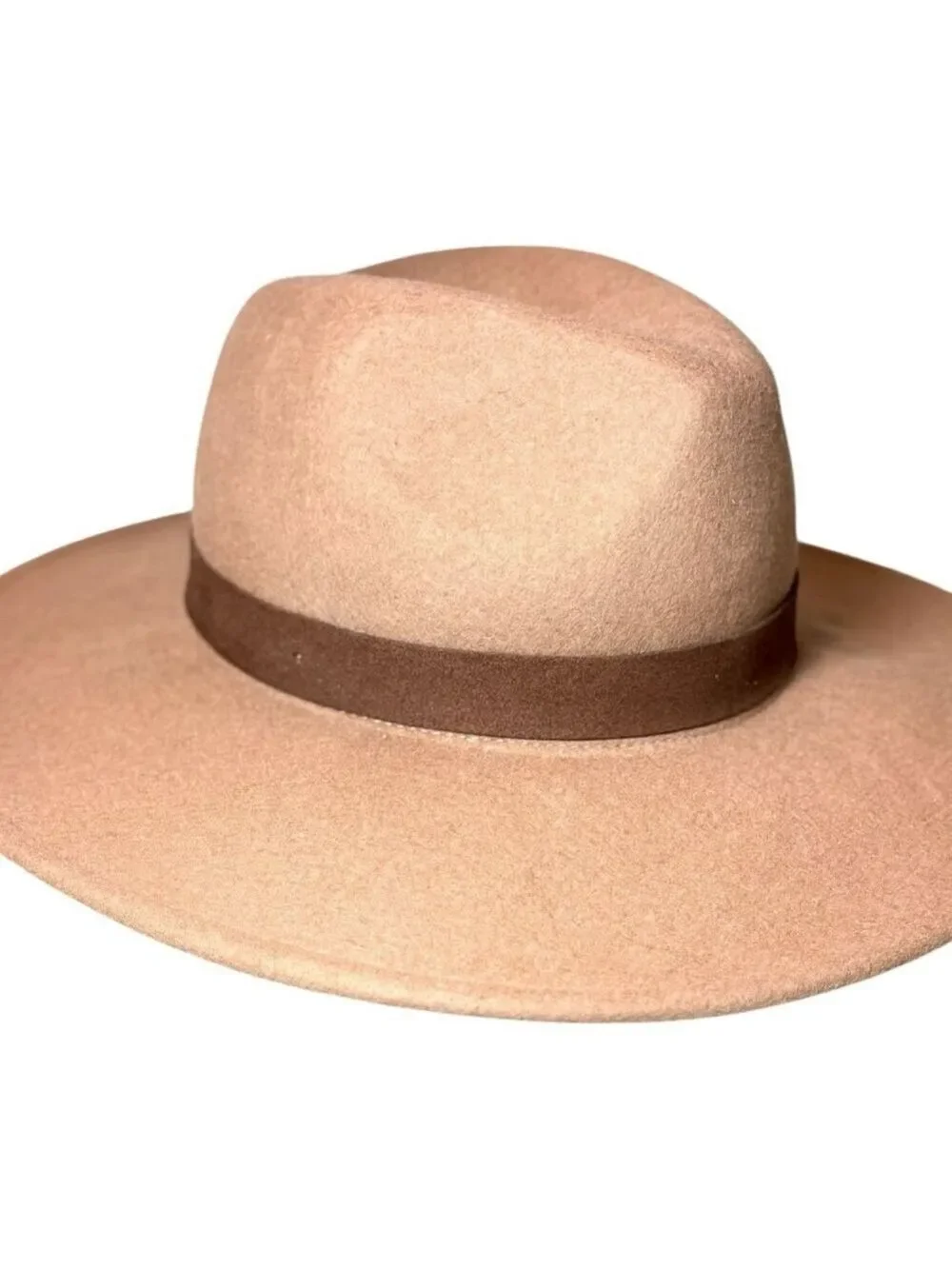 Free People Beaumont Suede Band Felt Fedora Hat One Size Beige Brown